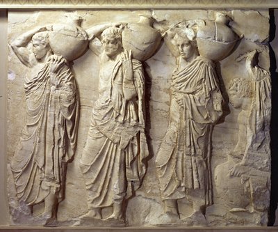 Rilievo raffigurante portatori di hydria dal fregio nord del Partenone, c.447-432 a.C. da Greek